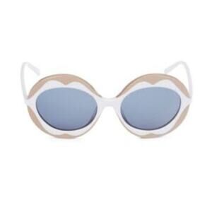 Marni 53mm Round flower Sunglasses ice beige